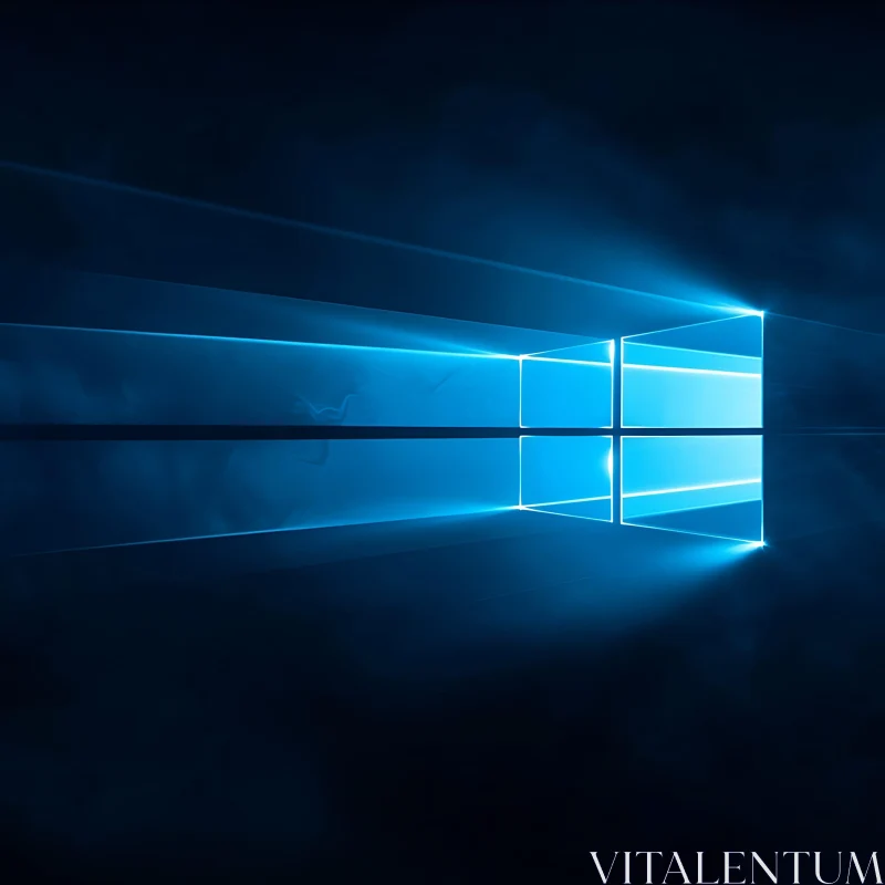 Glowing Blue Window Interface Against Dark Background AI Image