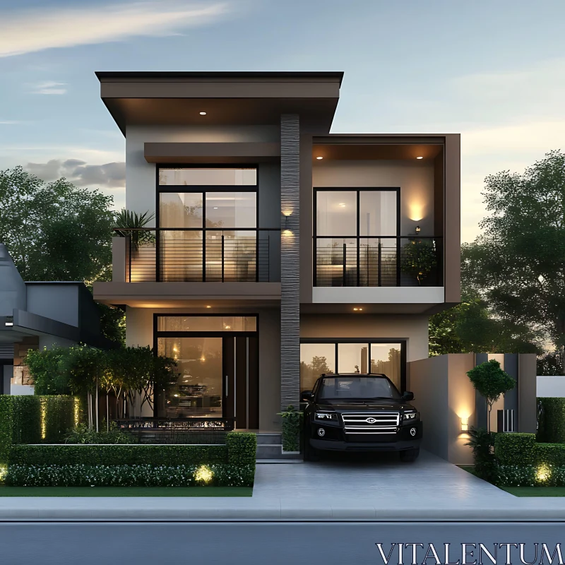 AI ART Contemporary Residence with Elegant Exterior