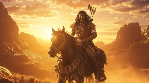 Equestrian Native American Sunset