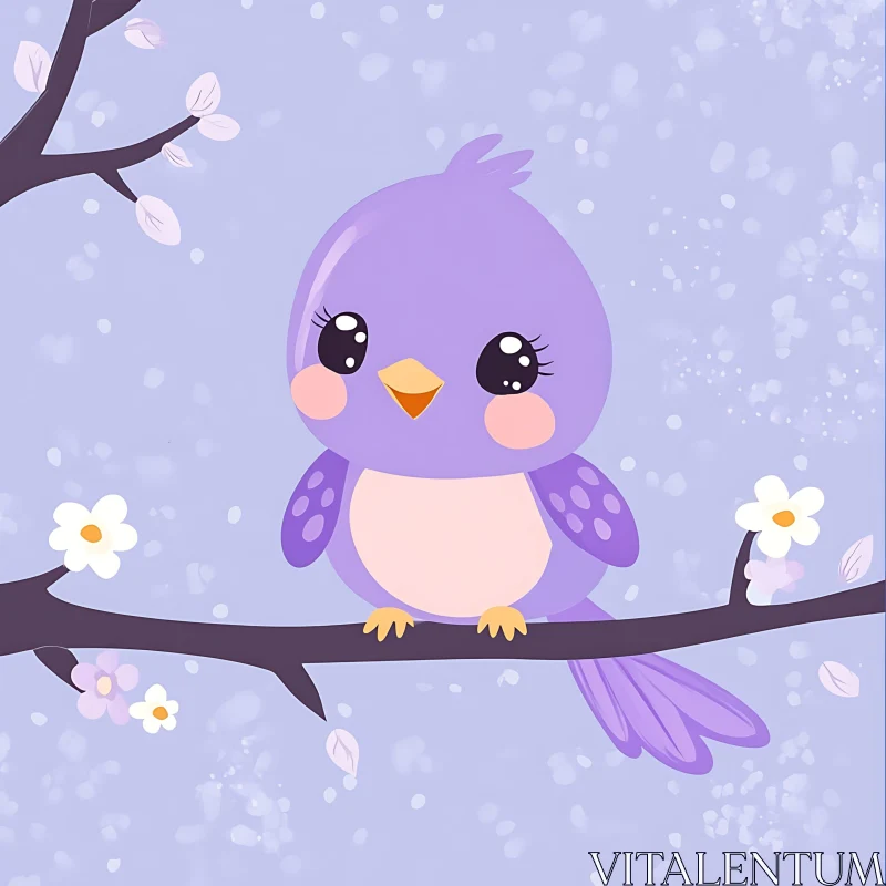 Illustration of a Bird with Flowers AI Image