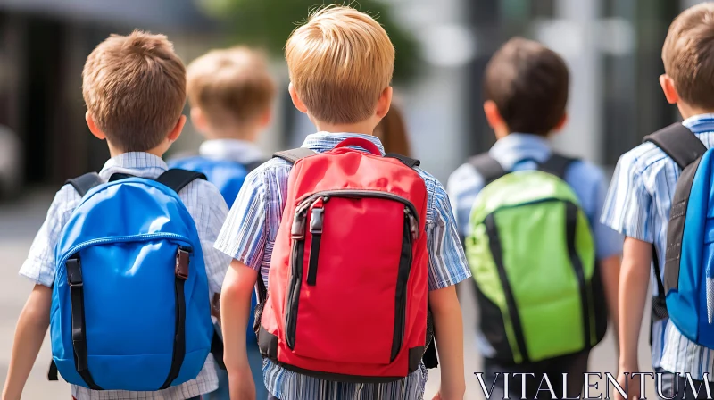 Children on the Way to School AI Image