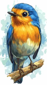Colorful Bird Art on Branch