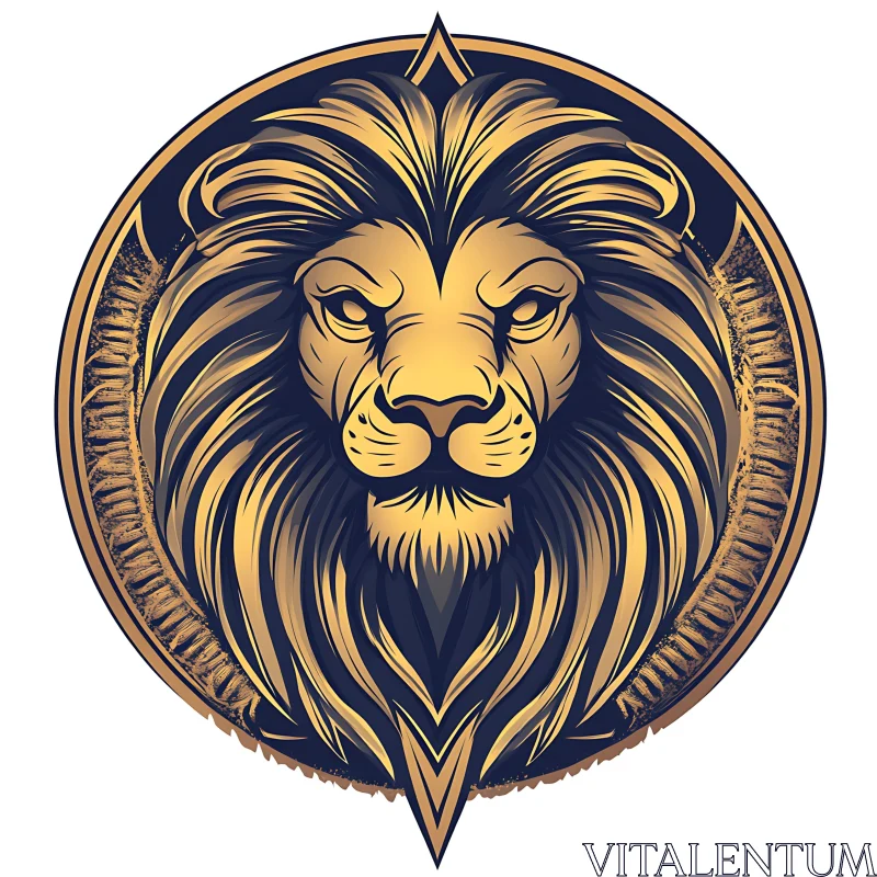 AI ART Golden Lion Illustration