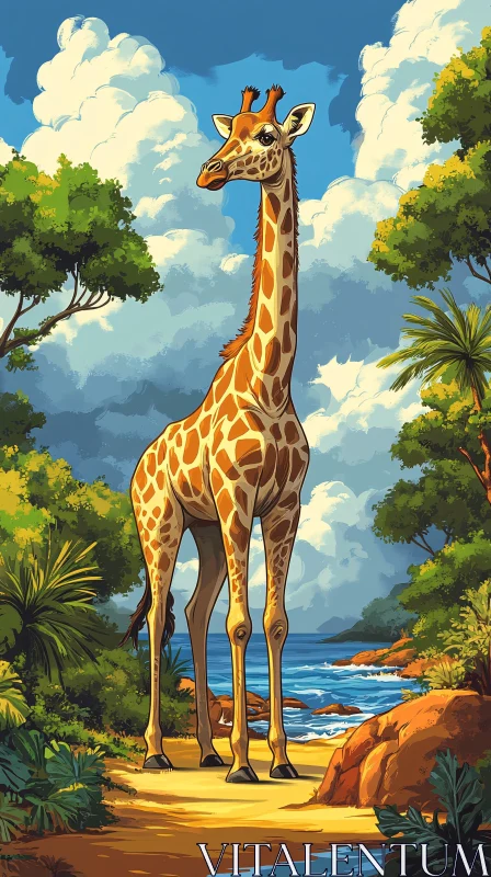 Giraffe in Nature AI Image