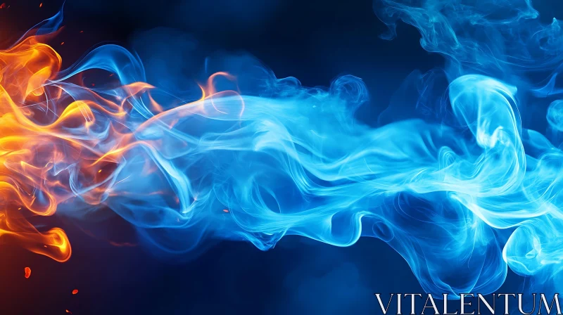 Contrasting Blue and Orange Flame Artwork AI Image