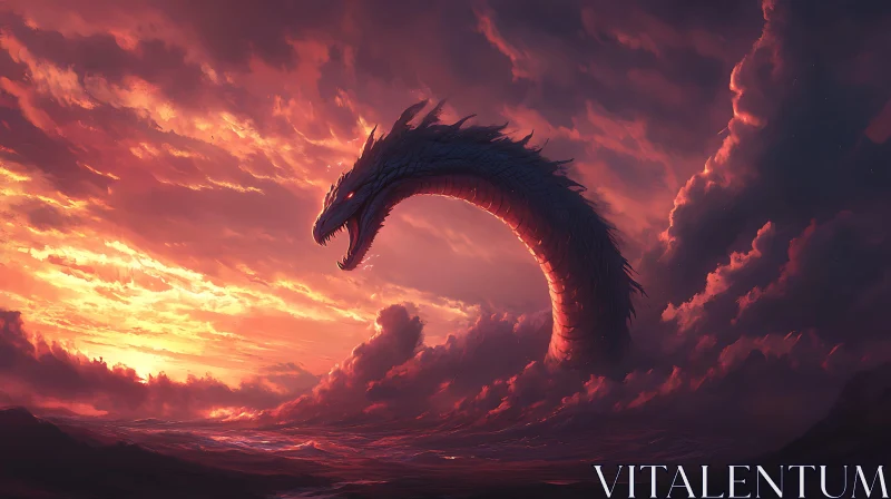 AI ART Sea Dragon Sunset: A Mythical Emergence