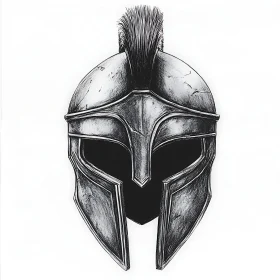 Monochrome Spartan Helmet Art