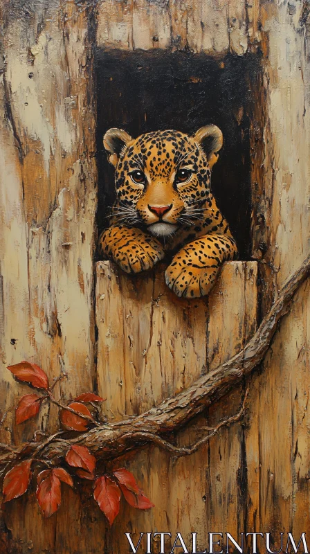 Leopard in Natural Habitat Art Piece AI Image