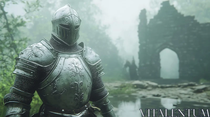 AI ART Armored Knight in Forest Setting