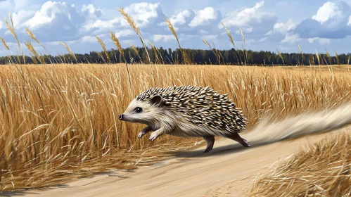 Hedgehog in Motion Amidst Nature