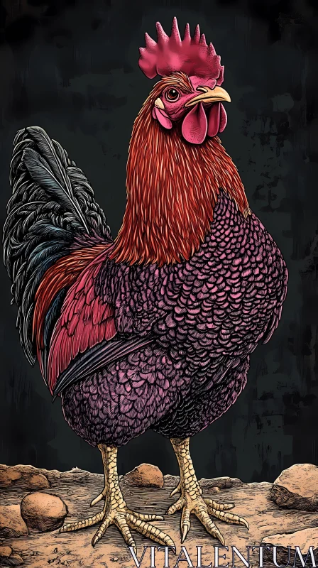 AI ART Detailed Rooster Artwork