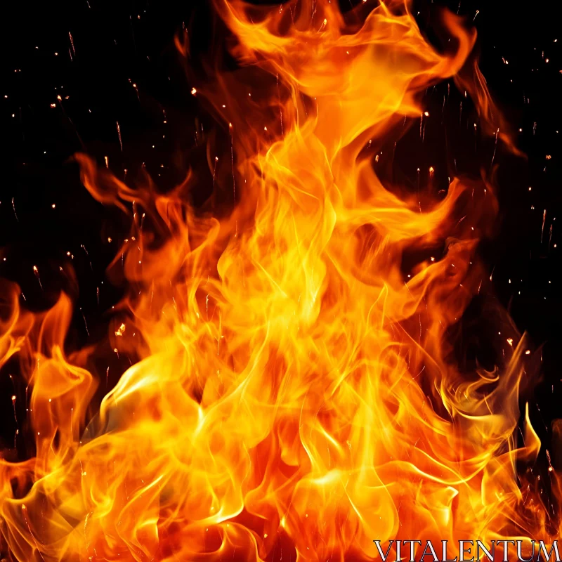 Intense Fire with Intricate Flame Patterns AI Image