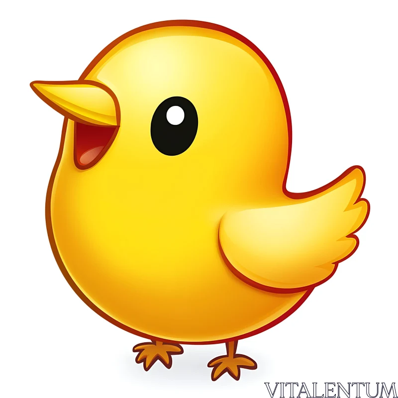 Cartoon Bird Illustration, Yellow Bird AI Image