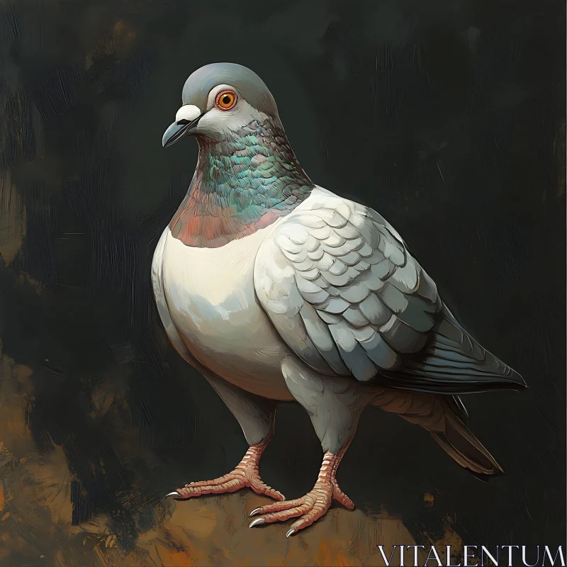 Pigeon with Gray and Green Plumage AI Image