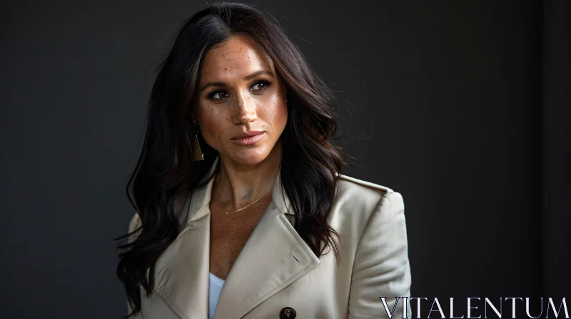 Elegant Portrait of Meghan Markle AI Image