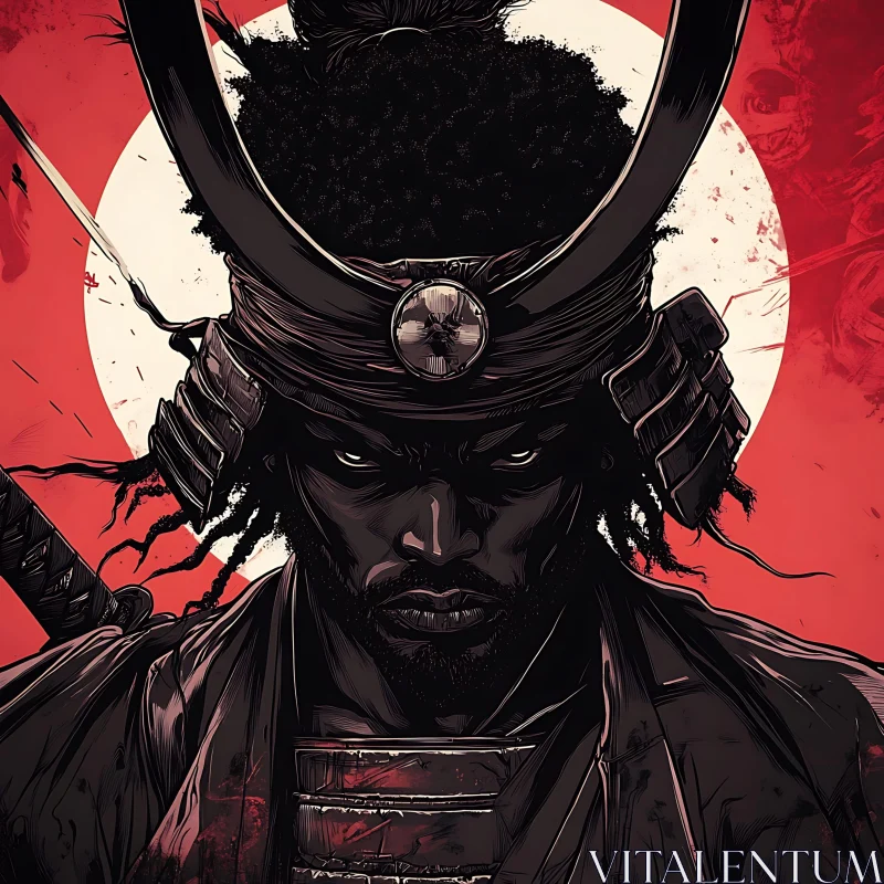 AI ART Samurai Warrior in Red and Black