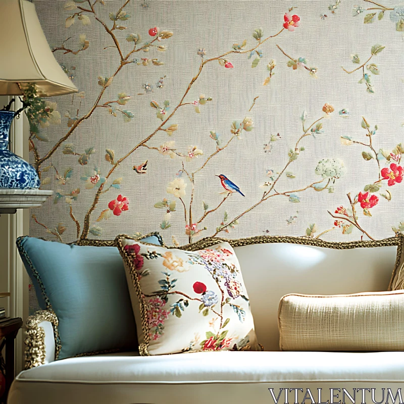 Charming Floral Interior Decor AI Image