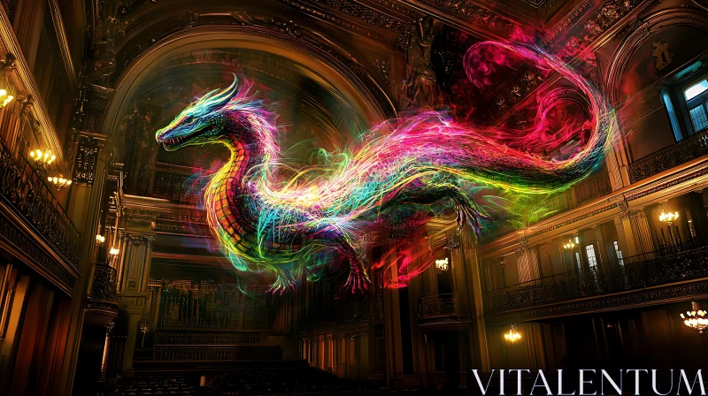 Colorful Dragon in Ornate Architecture AI Image