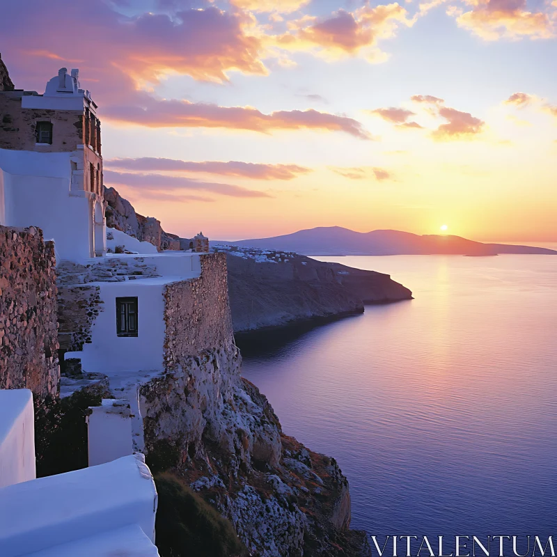 Santorini Island at Sunset AI Image