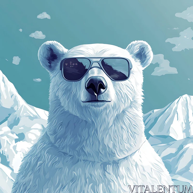 Cool Polar Bear Portrait with Shades AI Image