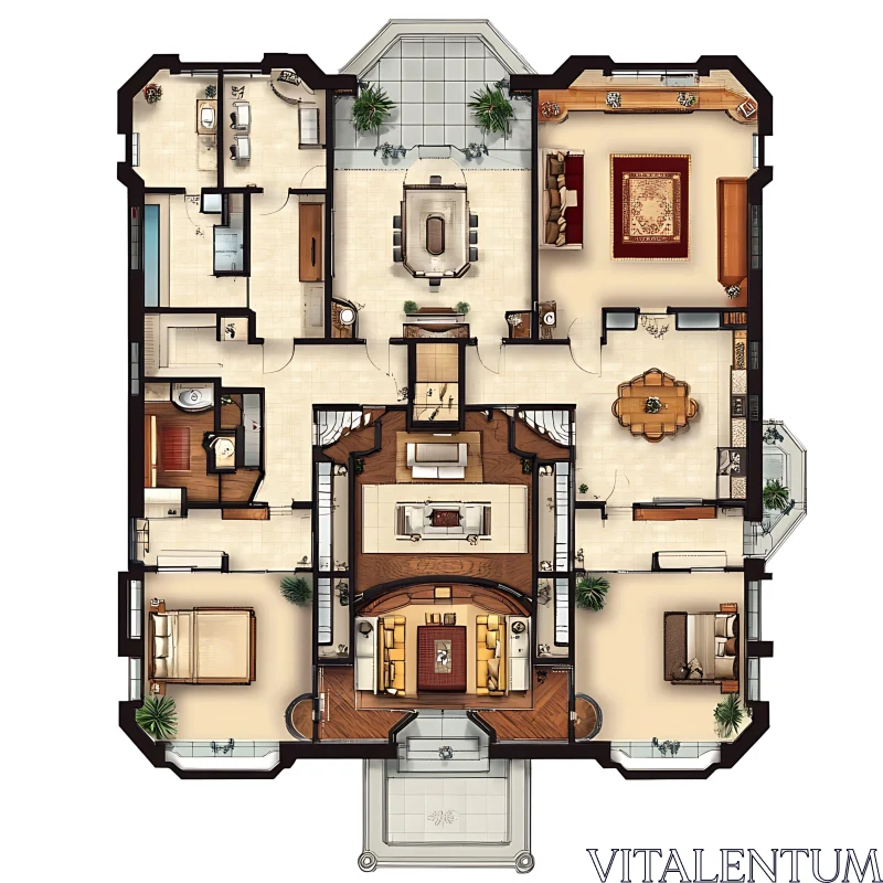 Detailed Floor Plan of a Luxurious House AI Image