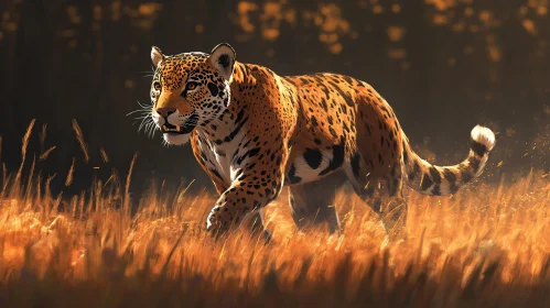 Wild Jaguar in Evening Light