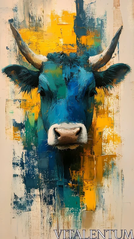 AI ART Colorful Abstract Cow Art