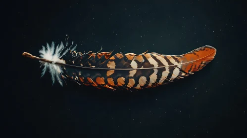 Detailed Feather Art on Black Surface