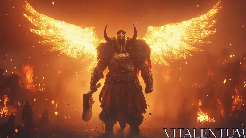 AI ART Winged Warrior in Flames