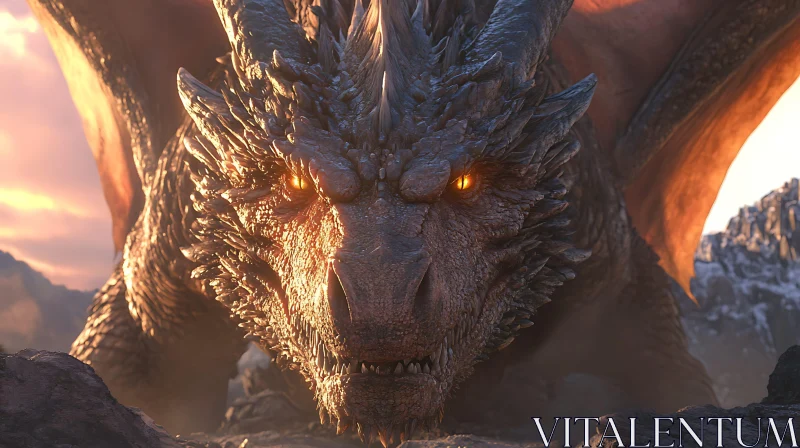 Dragon's Fiery Stare: A Fantasy Portrait AI Image