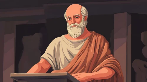 Ancient Philosopher Portrait Illustration