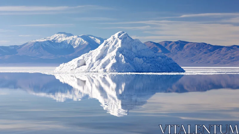 AI ART Iceberg and Mountain Reflections in a Calm Lake