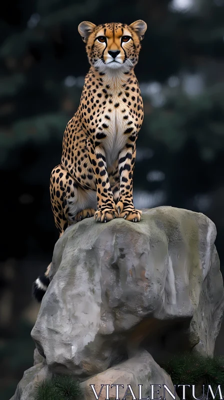 Cheetah on Rock AI Image