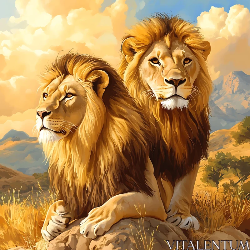 AI ART Pair of Lions