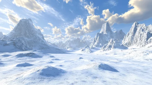 Scenic Snow-Covered Mountains under Clear Blue Sky