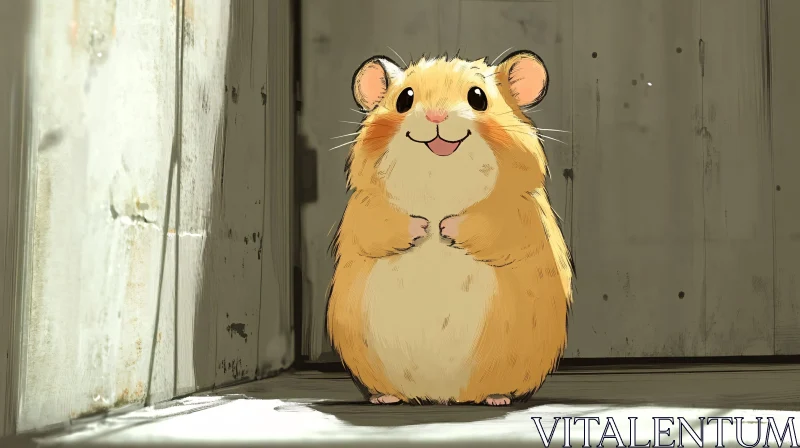 Charming Hamster Cartoon Image AI Image