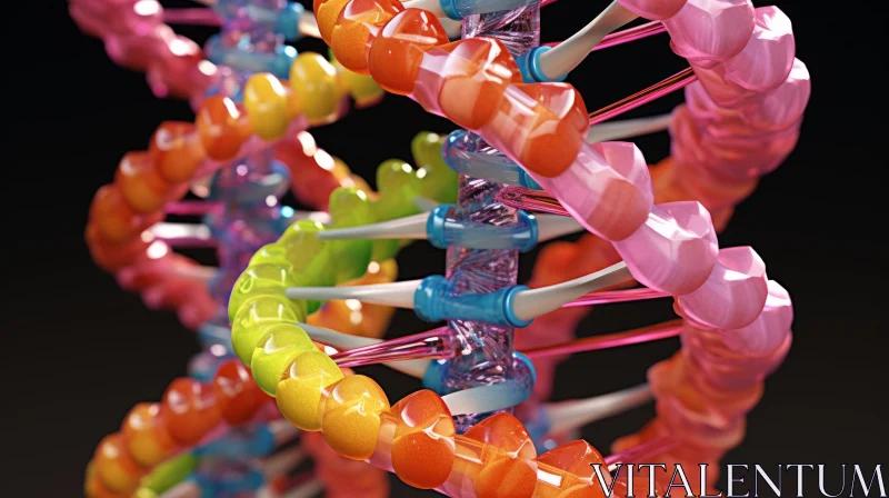 Colorful 3D Printed DNA Strand | Contemporary Candy-Coated Art AI Image
