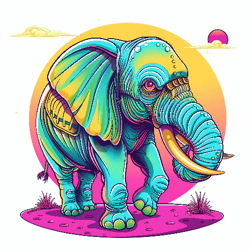 POD Design Colorful Elephant Illustration for T-Shirt Printing