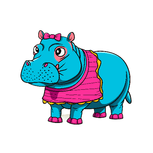 Cute Cartoon Hippopotamus in Striped Sweater for Kids POD Design