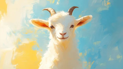 Pastel Goat Painting