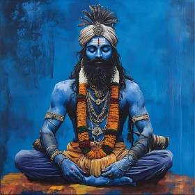 Serene Meditator with Turban Artwork