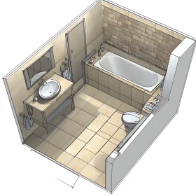 Bathroom Interior Plan in Neutral Colors