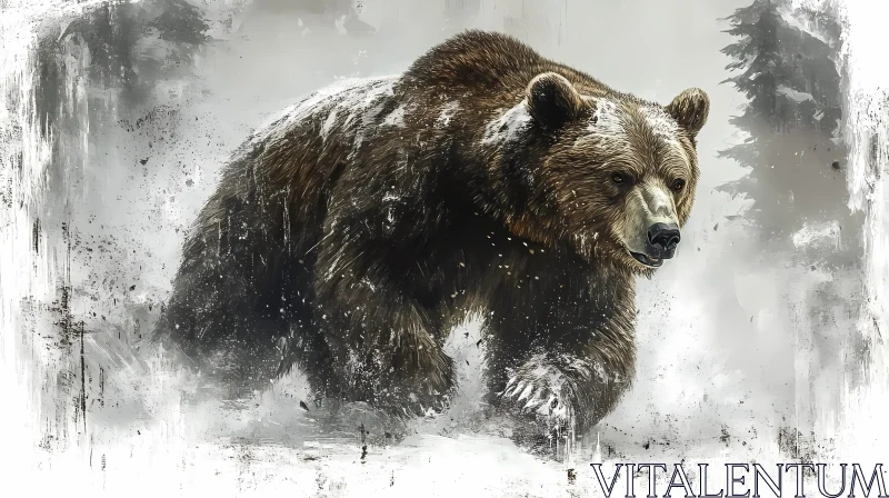 Wildlife Majesty: Bear in Snow AI Image