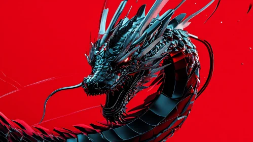 Armored Dragon Head with Intense Gaze