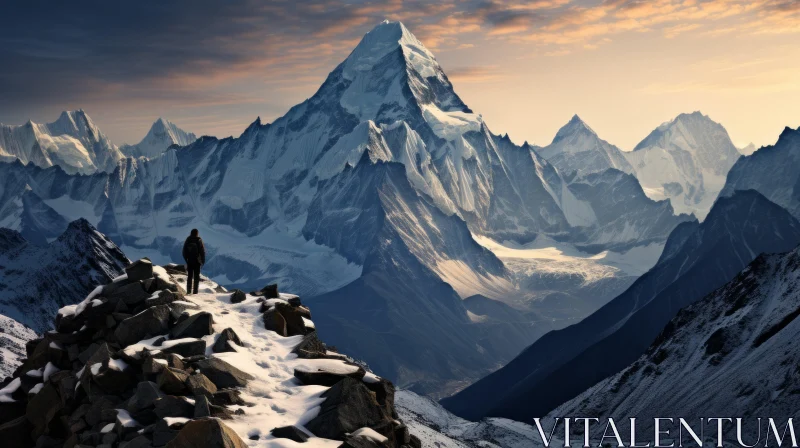 Mountaineer Amidst the Grandeur of the Himalayas AI Image