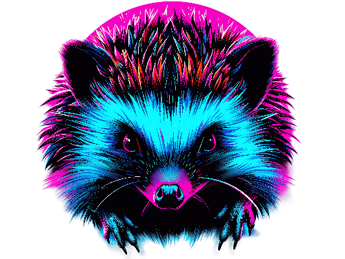 Neon Hedgehog Graphic Design for T-Shirt and Merchandise