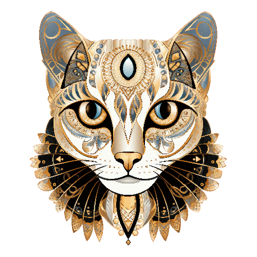 Realistic Digital Illustration of a Stylish Cat's Face