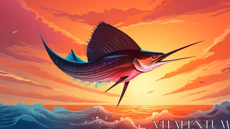 Vibrant Sailfish Illustration in the Ocean | Artwork AI Image