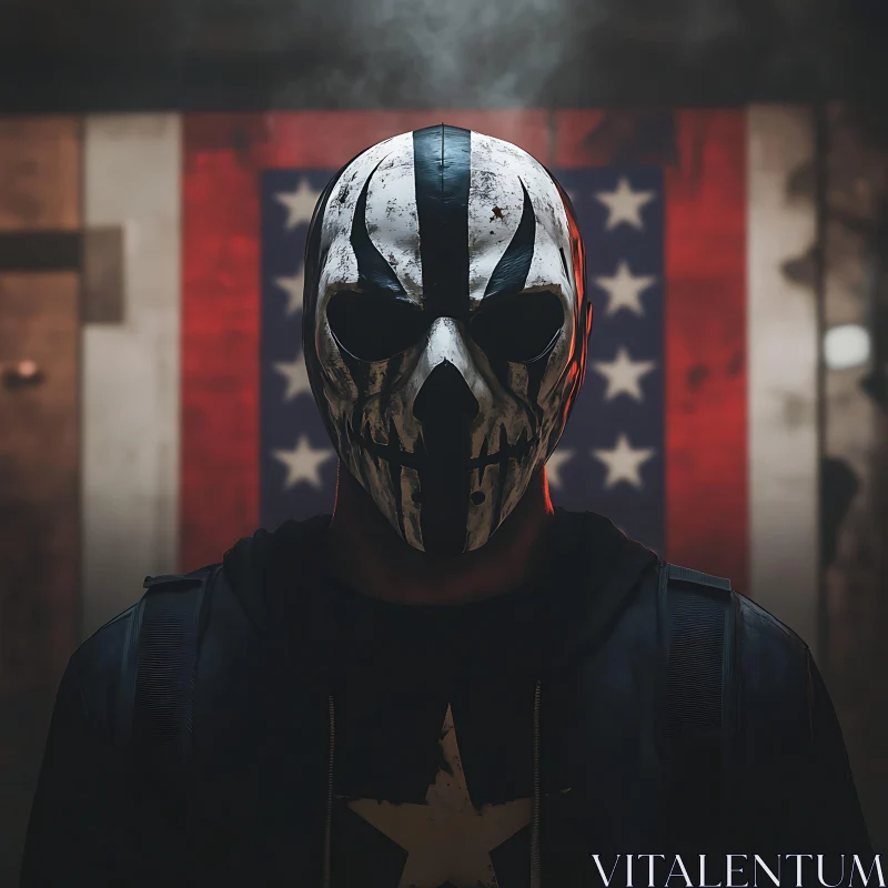 AI ART Mysterious Masked Character with US Flag