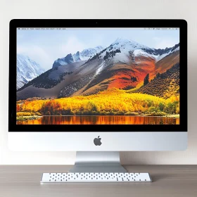 Stunning Autumn Mountain Reflection on Computer Screen